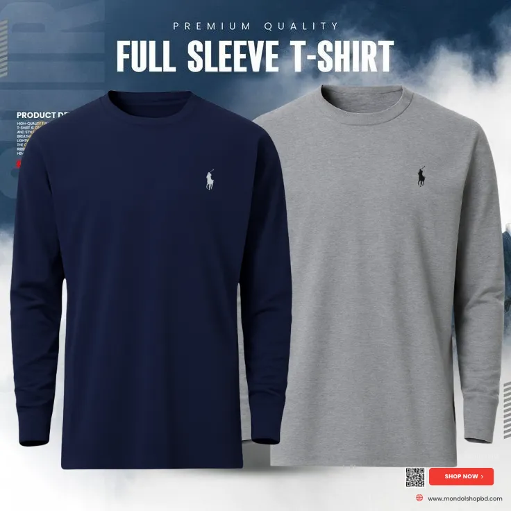 2 Pieces Premium Full Sleeve T-Shirt –   Navy Blue & Gray