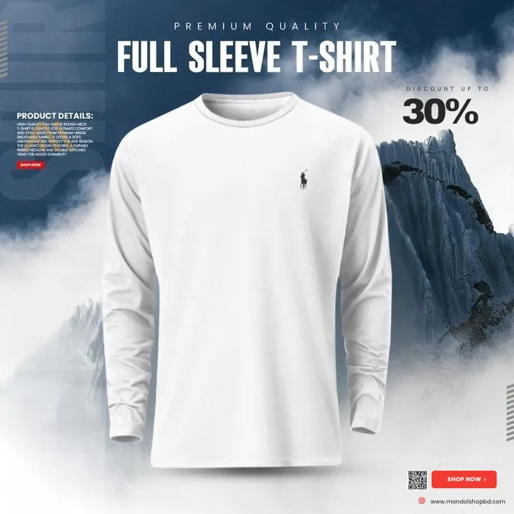 1 Pieces Premium Full Sleeve T-Shirt – White