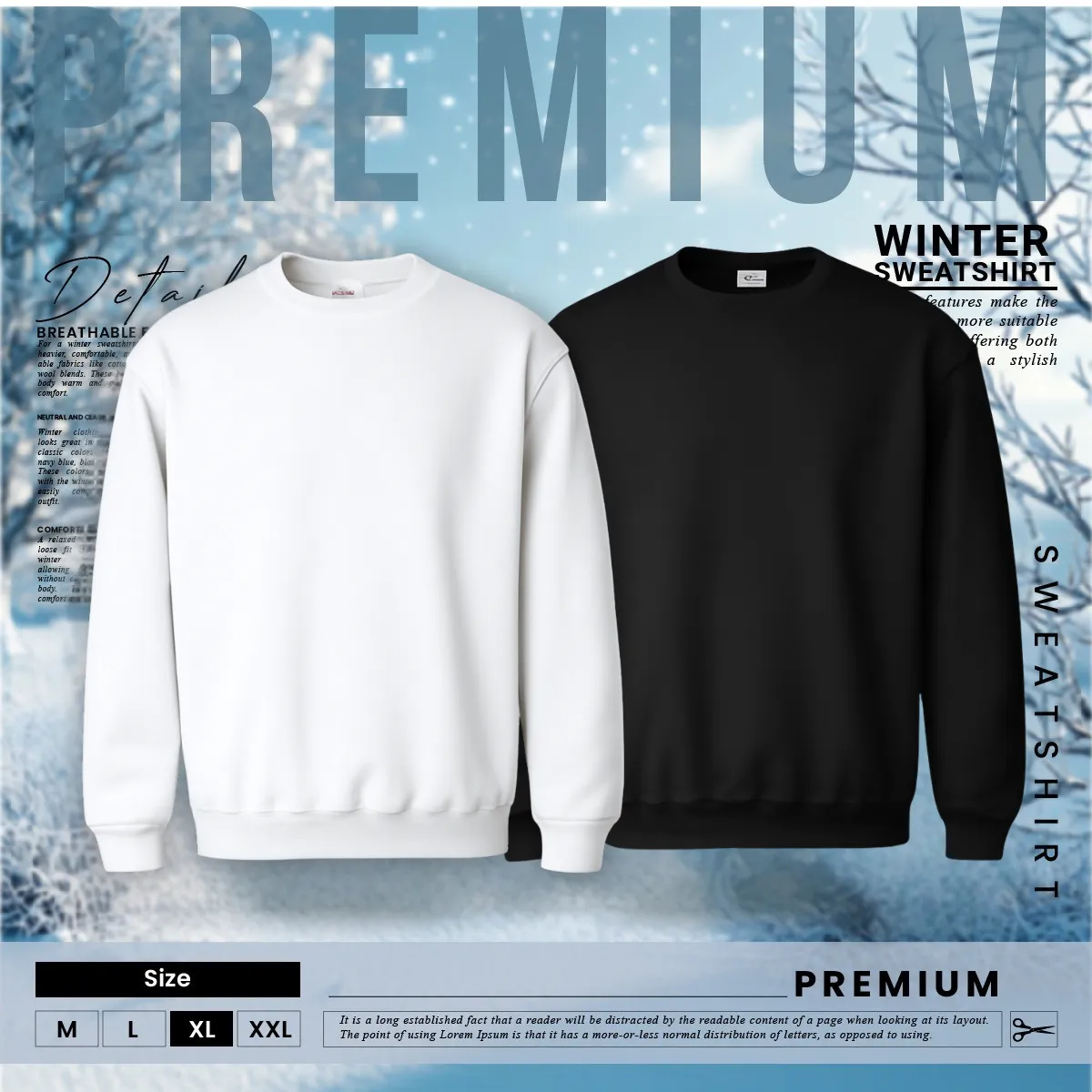 2 Pieces Premium Sweatshirt White &  Black