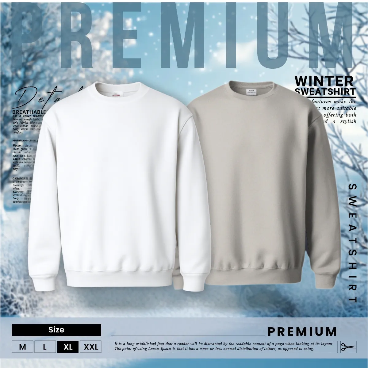 2 Pieces Premium Sweatshirt Of white & biscuit