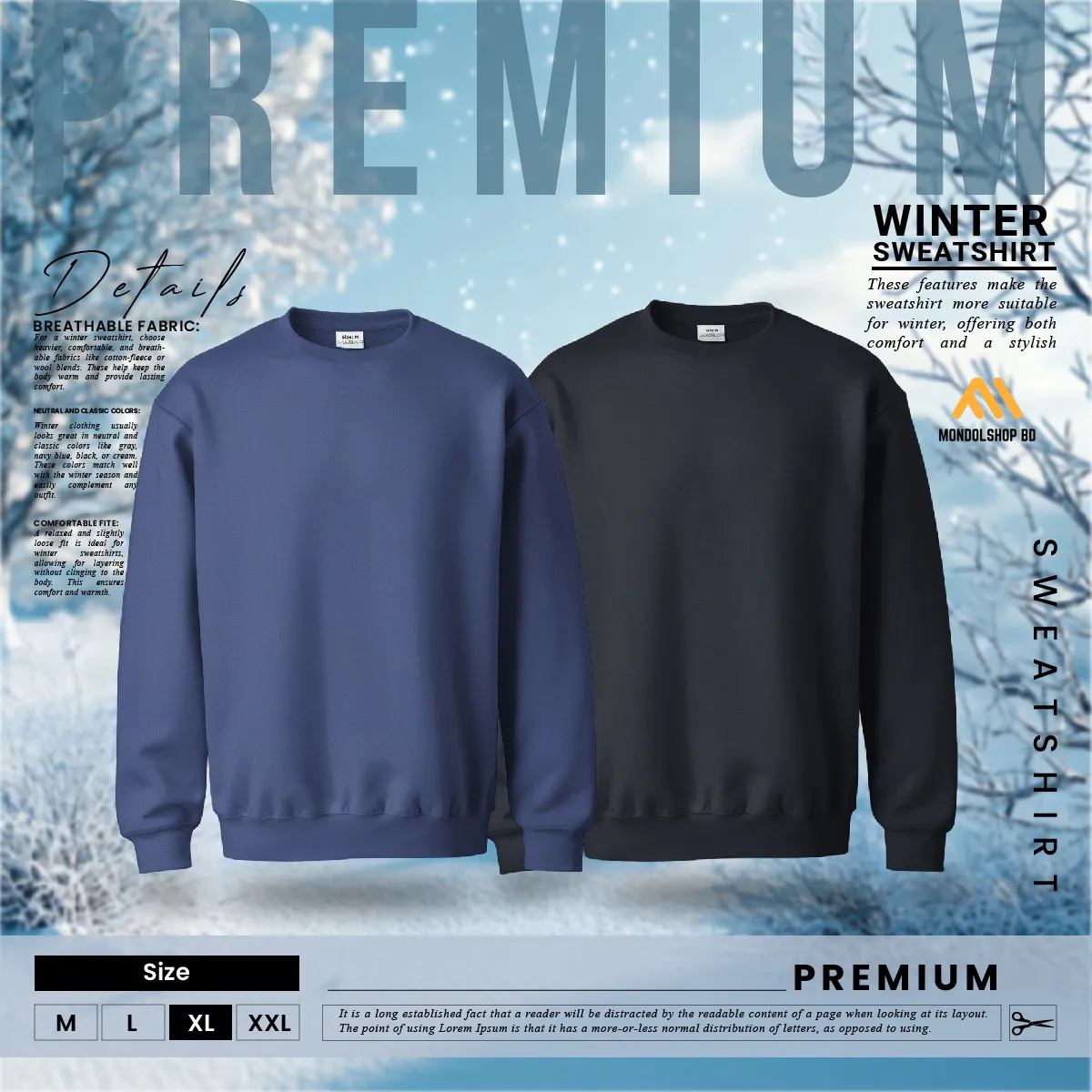 2 Pieces Premium Sweatshirt Navy blue & Black