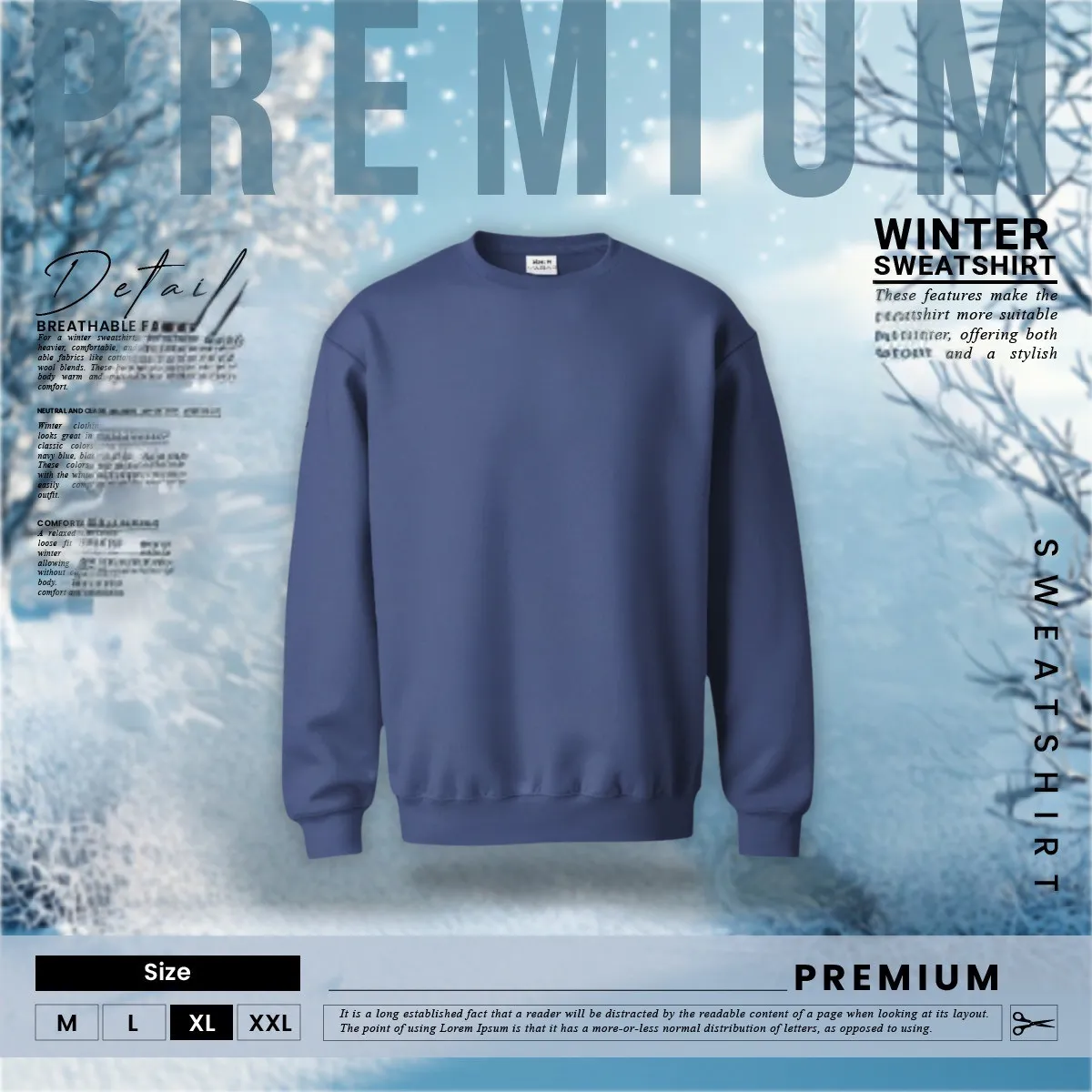 1 Pieces Premium Sweatshirt Navy blue