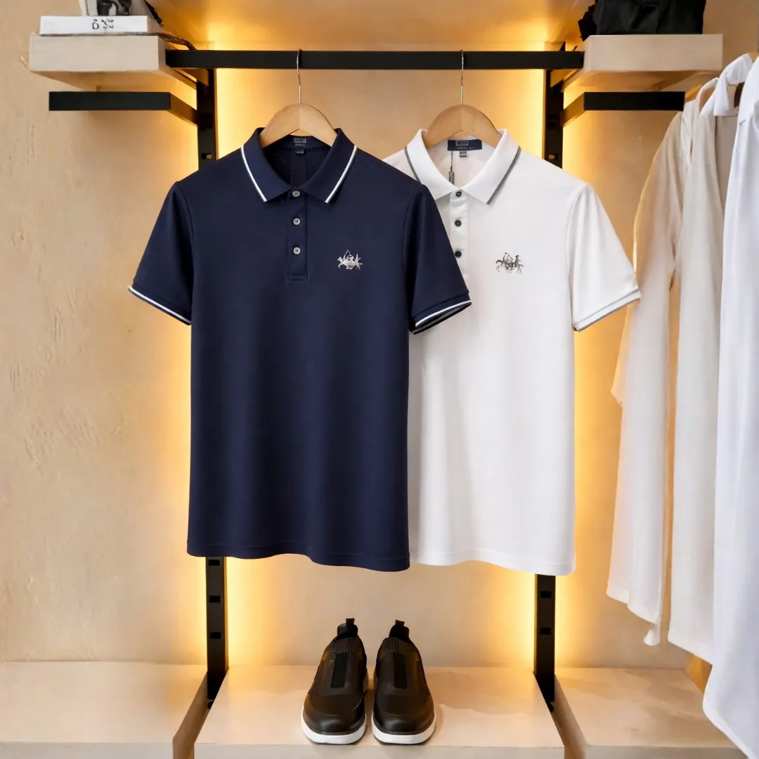 2 Piece Premium PK Cotton Polo Shirt – White & Navy Blue