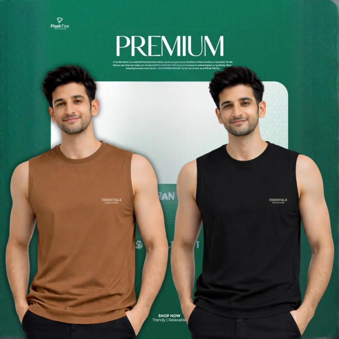 🔥 2 Pieces Sleeveless T-Shirt, Brown & Black কম্বো – বেশি নিন, কম খরচ করুন! 🔥