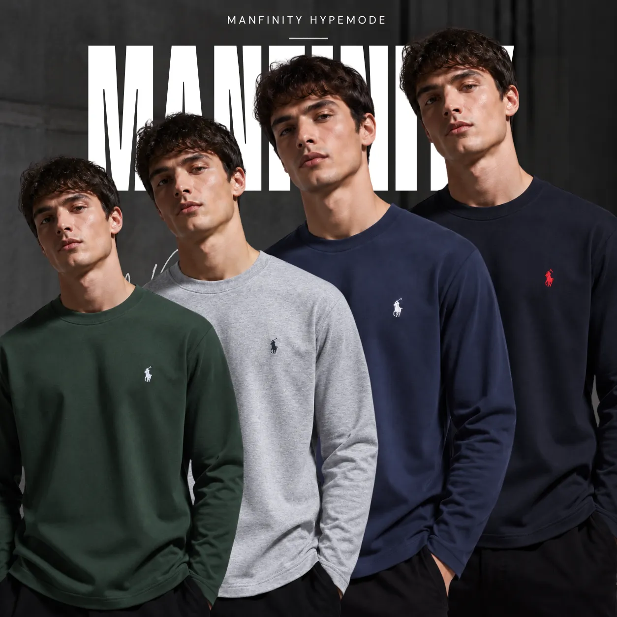 4 Pieces Premium Full Sleeve T-Shirt – Green & Gray & Navy Blue & Black