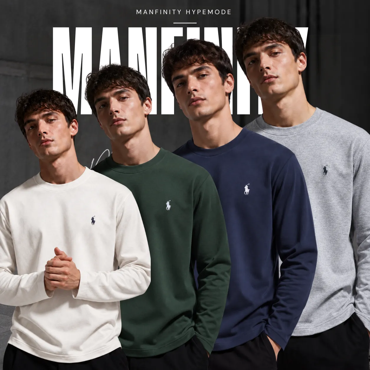 4 Pieces Premium Full Sleeve T-Shirt – Off White & Green & Navy Blue & Gray