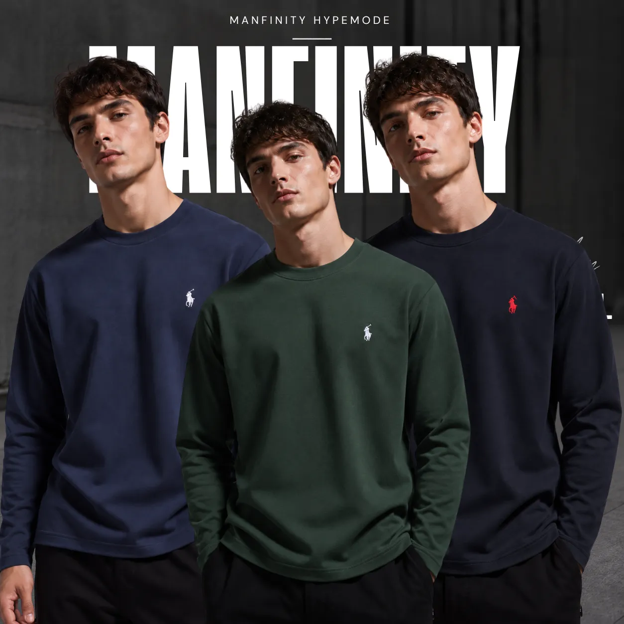 3 Pieces Premium Full Sleeve T-Shirt – Navy Blue & Green & Black