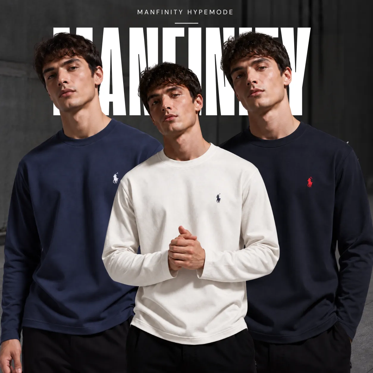 3 Pieces Premium Full Sleeve T-Shirt – Navy Blue & Off White & Black