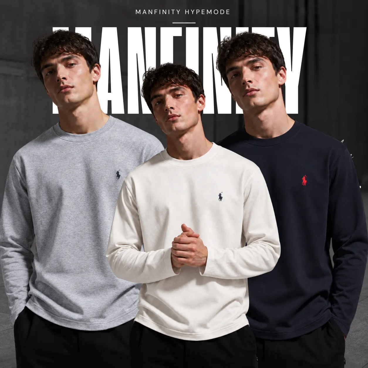 3 Pieces Premium Full Sleeve T-Shirt – Gray & Off White & Black
