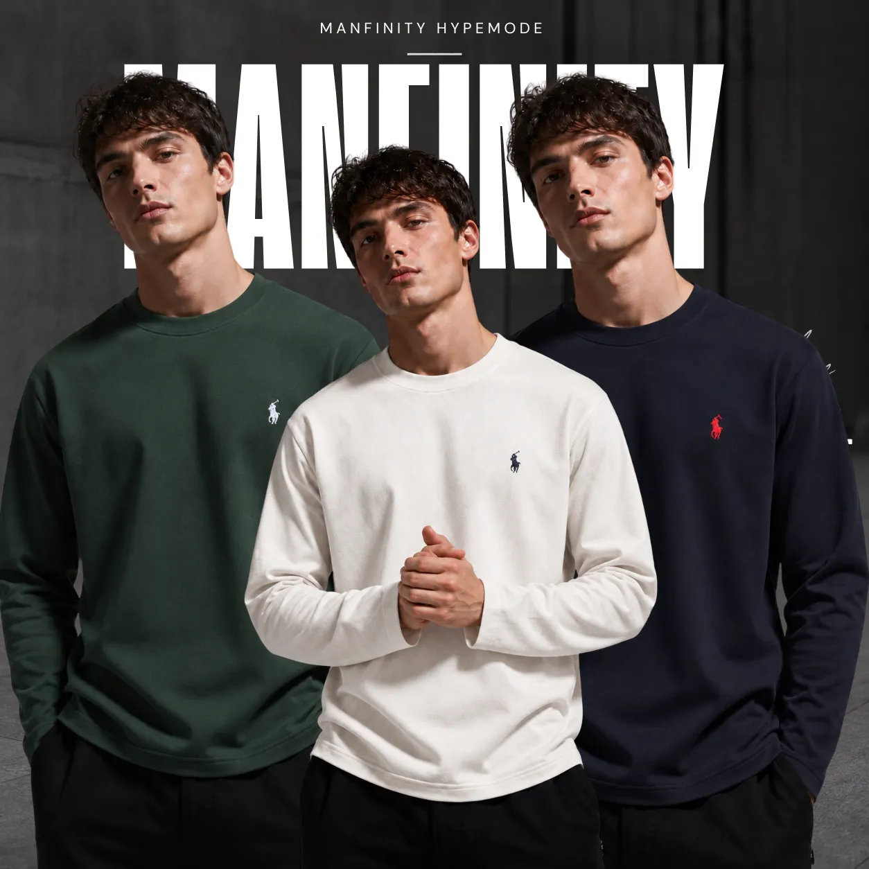 3 Pieces Premium Full Sleeve T-Shirt – Green & Off White & Black