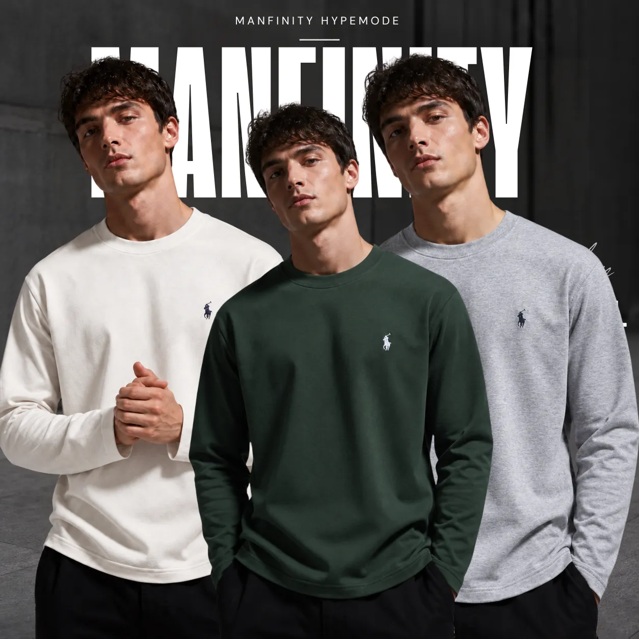 3 Pieces Premium Full Sleeve T-Shirt – Off White &  Green & Gray
