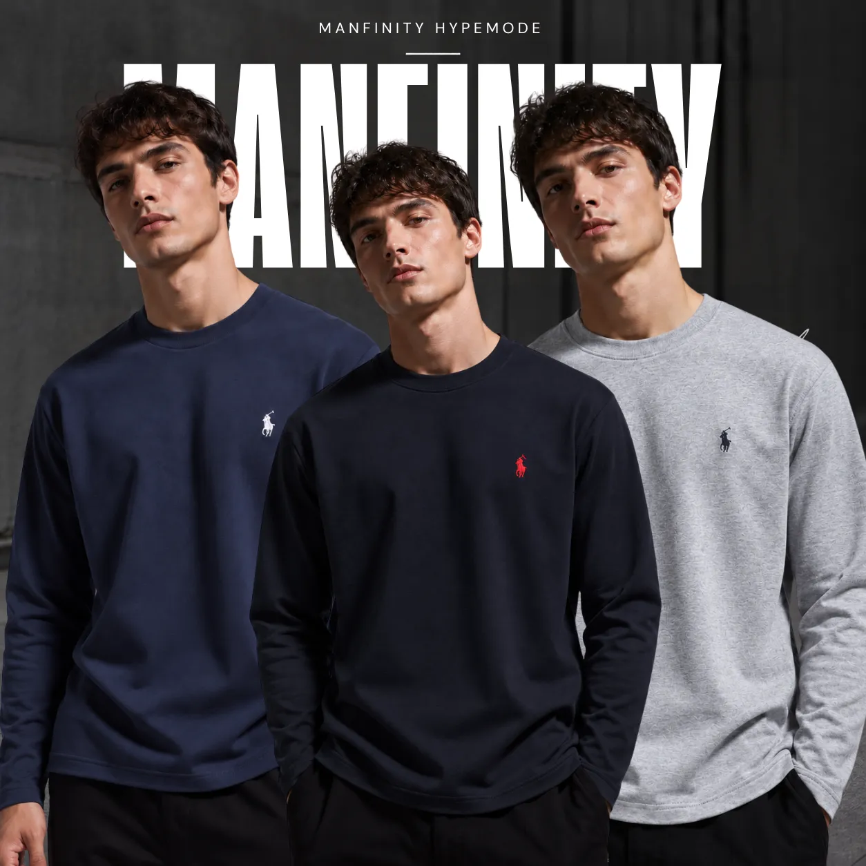 3 Pieces Premium Full Sleeve T-Shirt – Navy Blue & Black & Gray