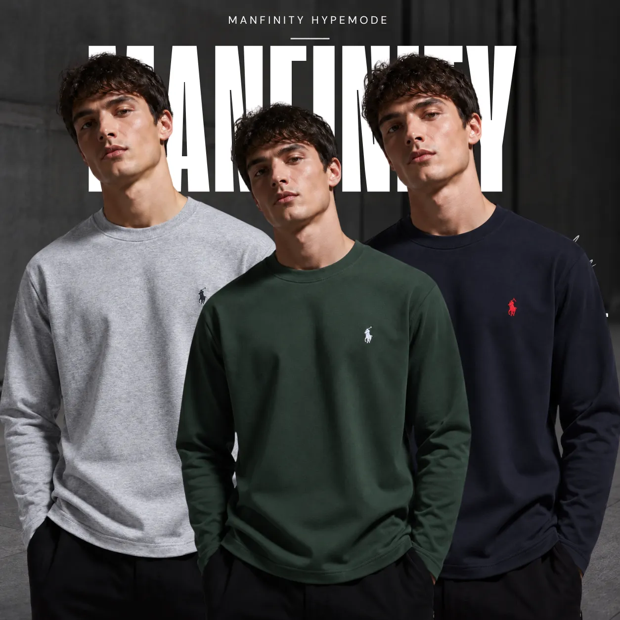 3 Pieces Premium Full Sleeve T-Shirt – Gray & Green & Black