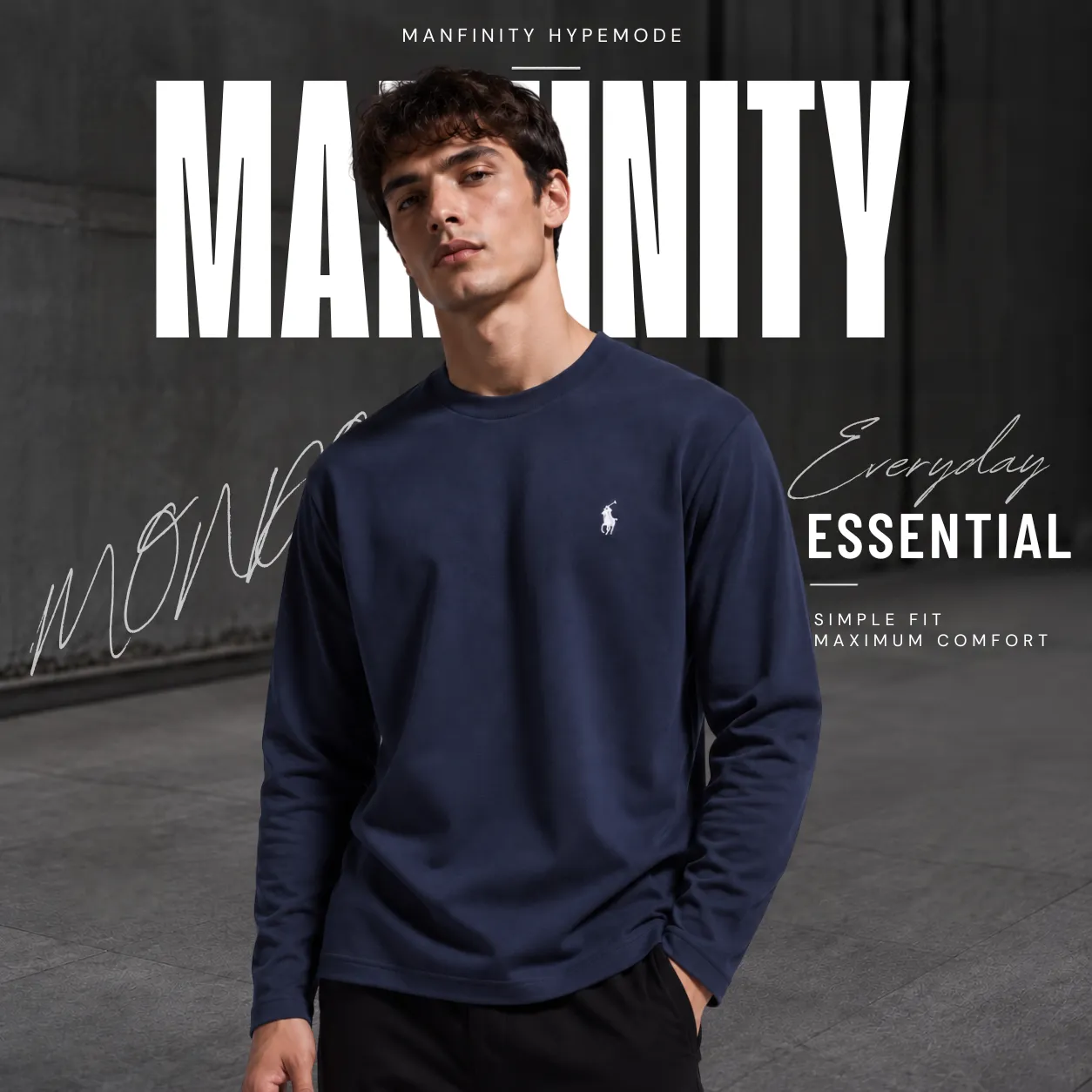 1 Pieces Premium Full Sleeve T-Shirt – Navy Blue