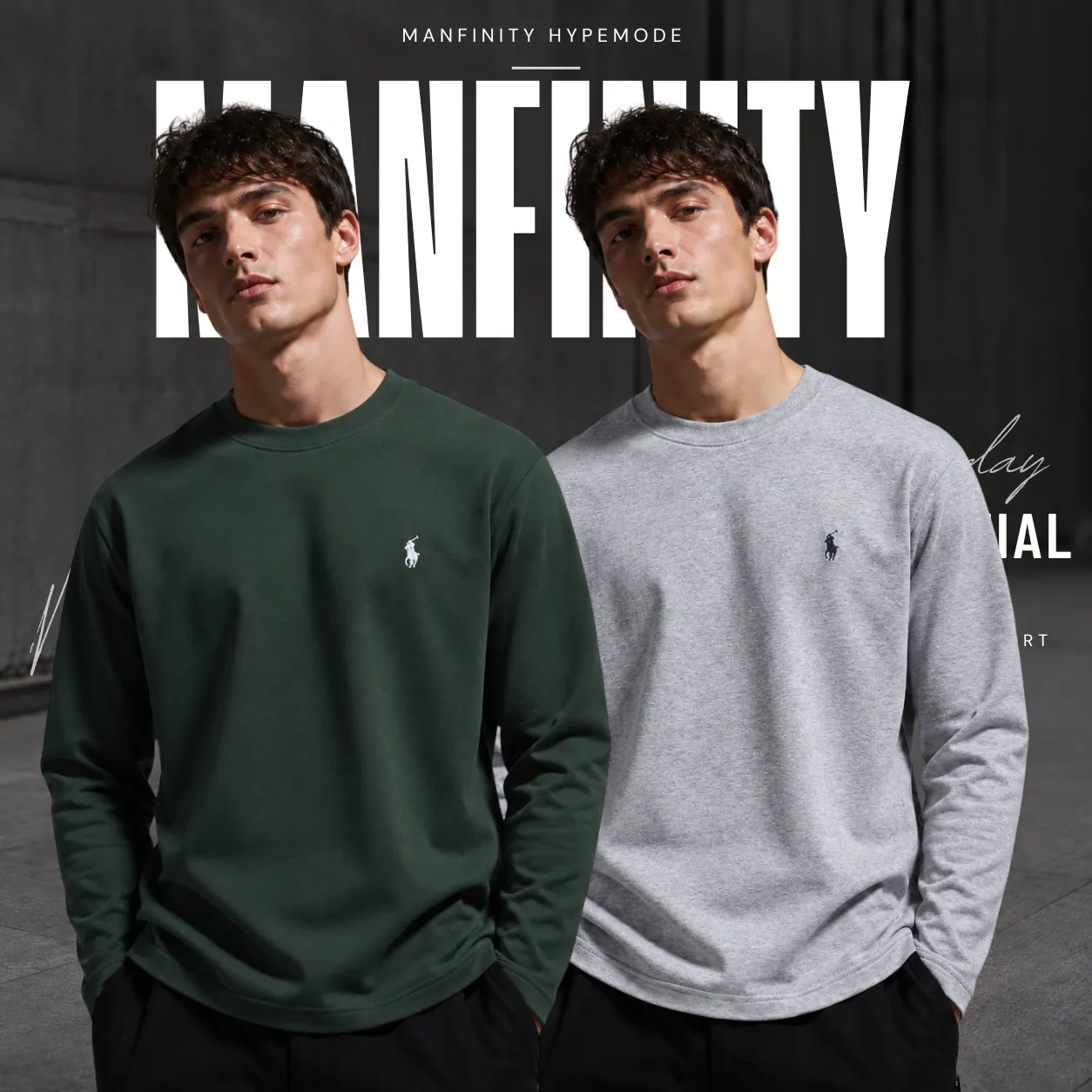 2 Pieces Premium Full Sleeve T-Shirt – Green & Gray