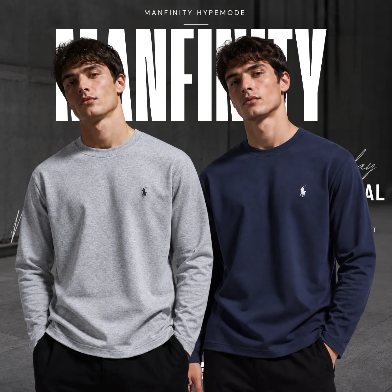 2 Pieces Premium Full Sleeve T-Shirt – Gray & Navy Blue