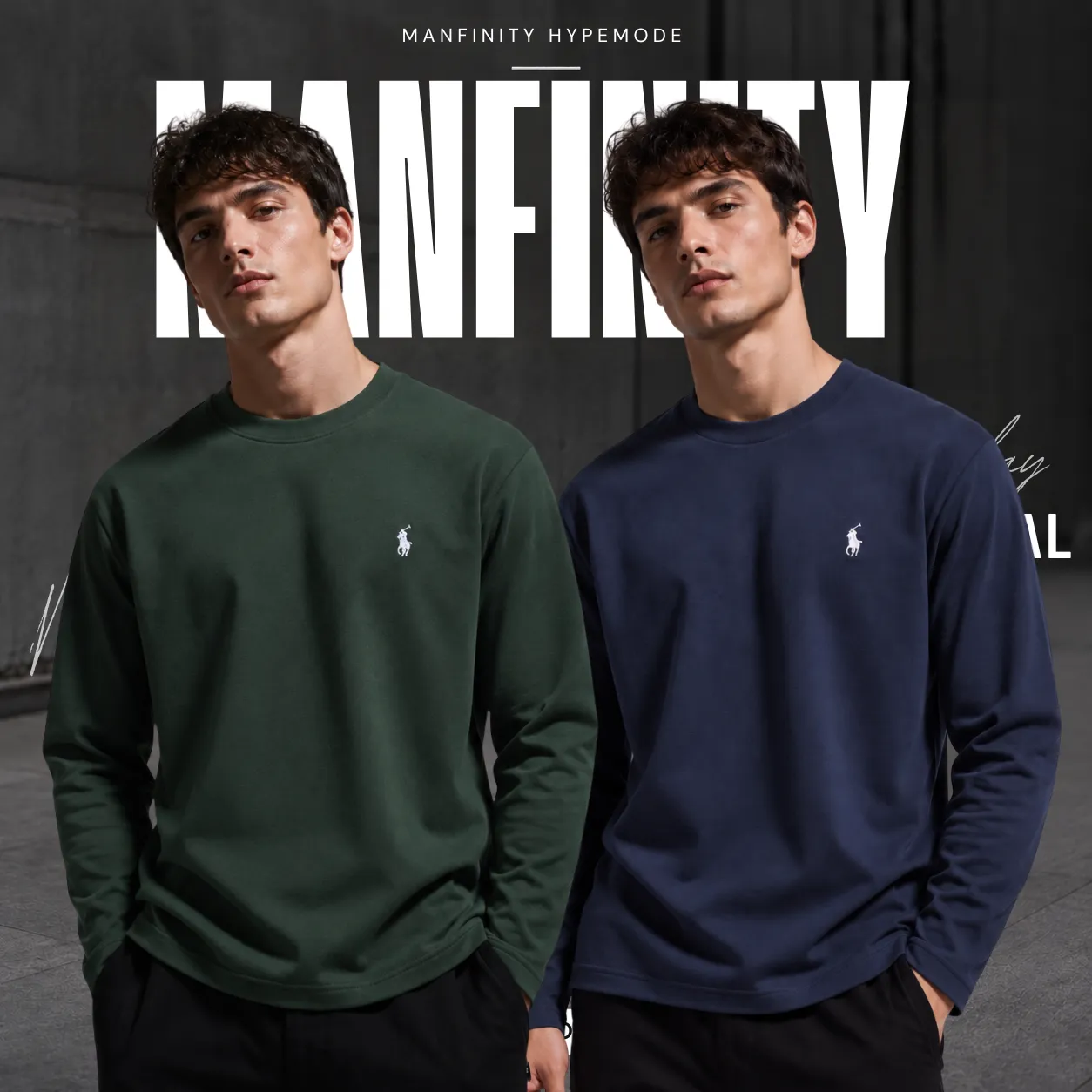 2 Pieces Premium Full Sleeve T-Shirt – Green & Navy Blue