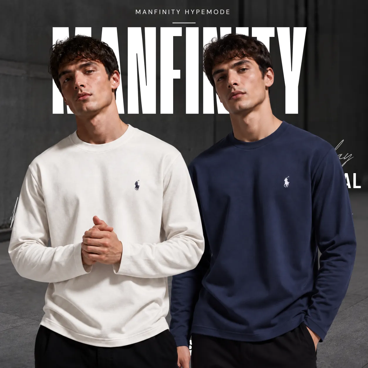 2 Pieces Premium Full Sleeve T-Shirt – White & Navy Blue