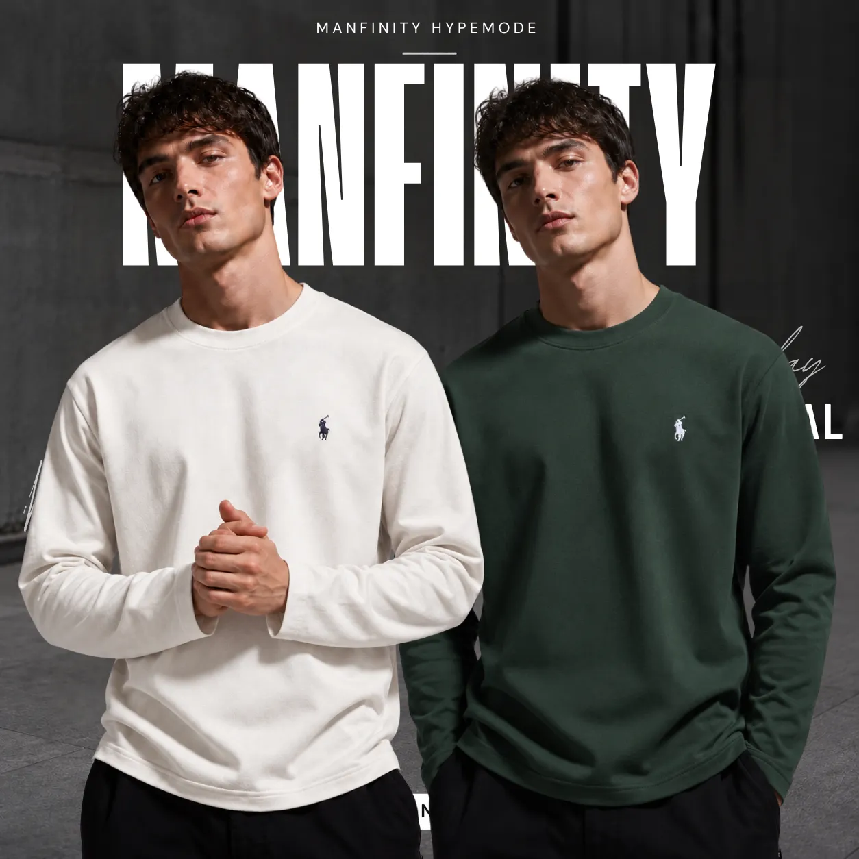 2 Pieces Premium Full Sleeve T-Shirt – Off White & Green