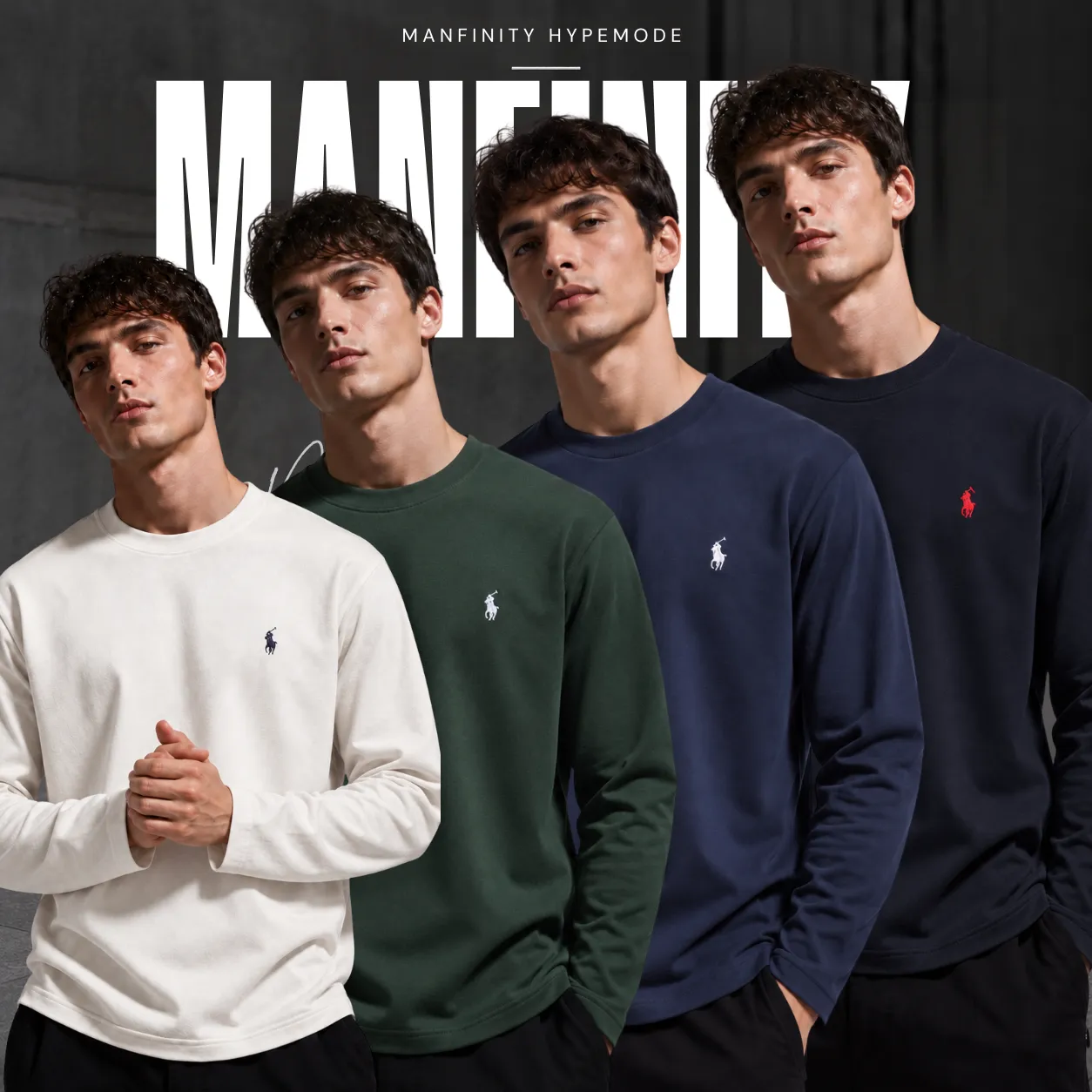 4 Pieces Premium Full Sleeve T-Shirt – Off White & Green & Navy Blue & Black