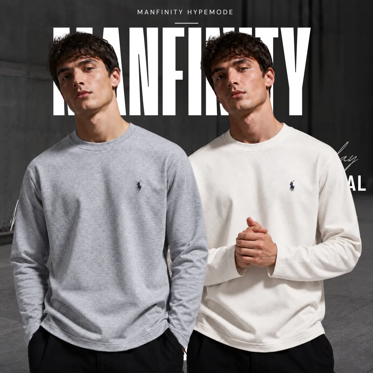 2 Pieces Premium Full Sleeve T-Shirt – Gray & Off White